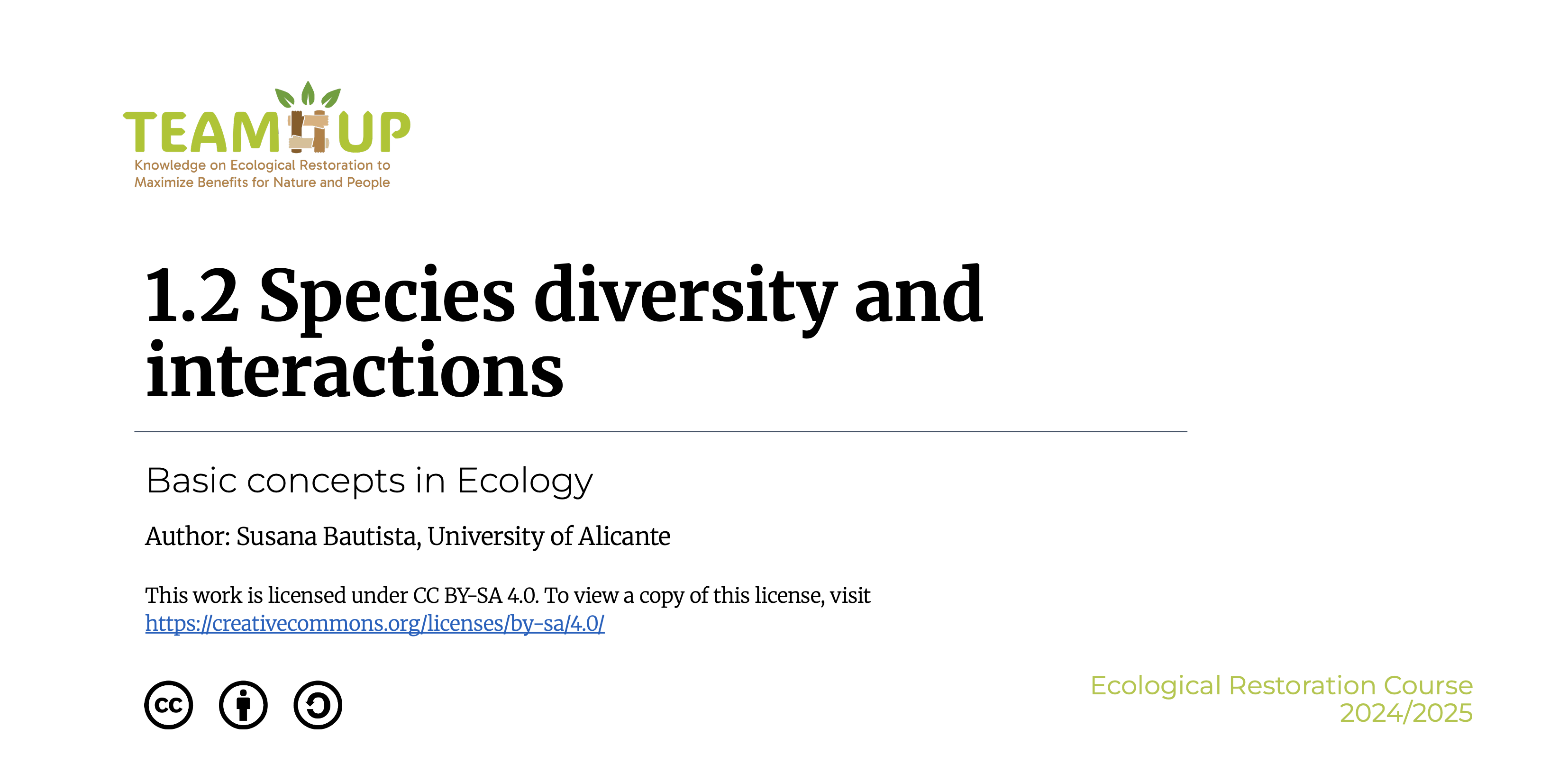 Species Diversity and their Interactions - Presentation