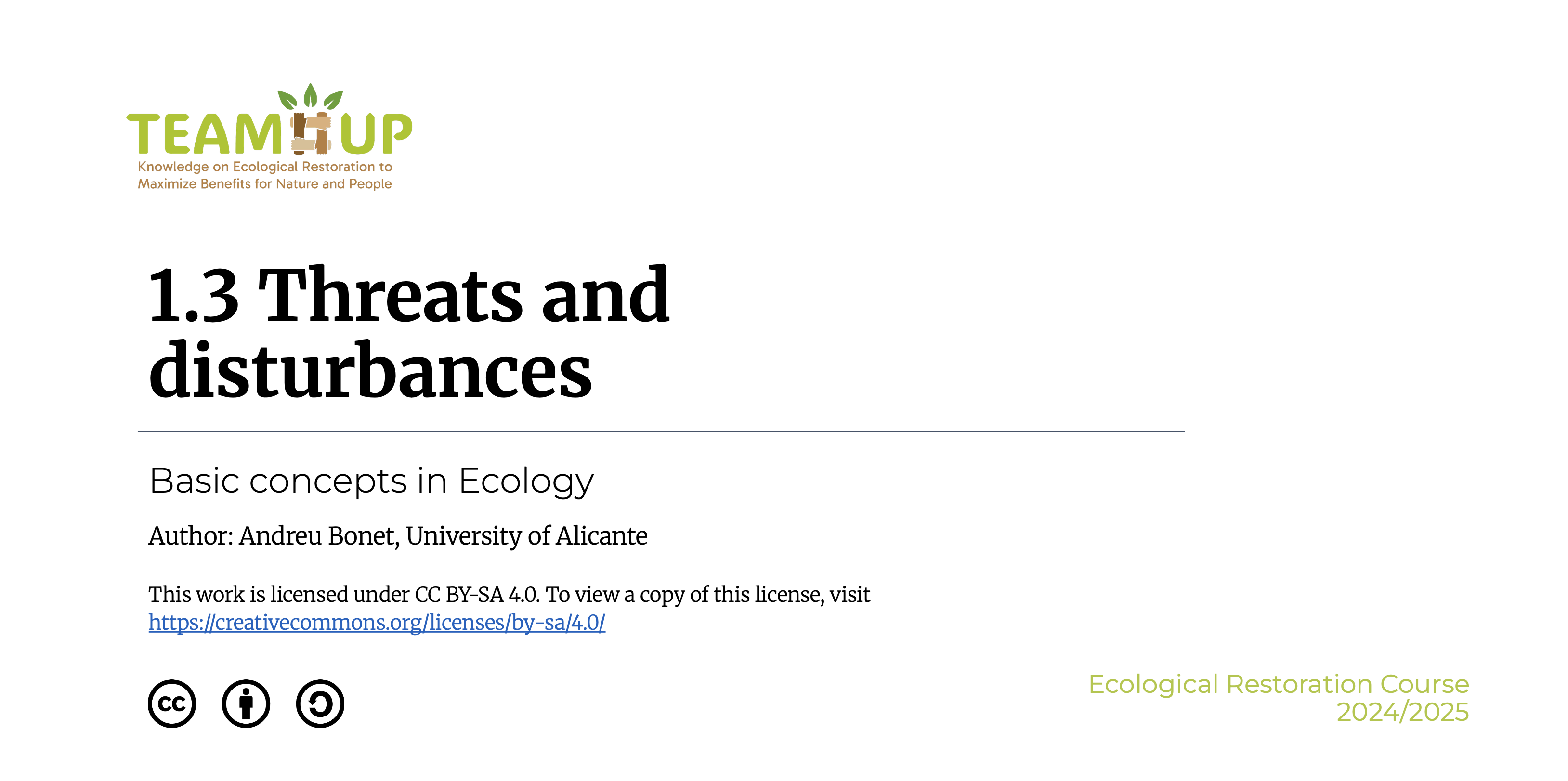 Threats and Disturbances - Presentation