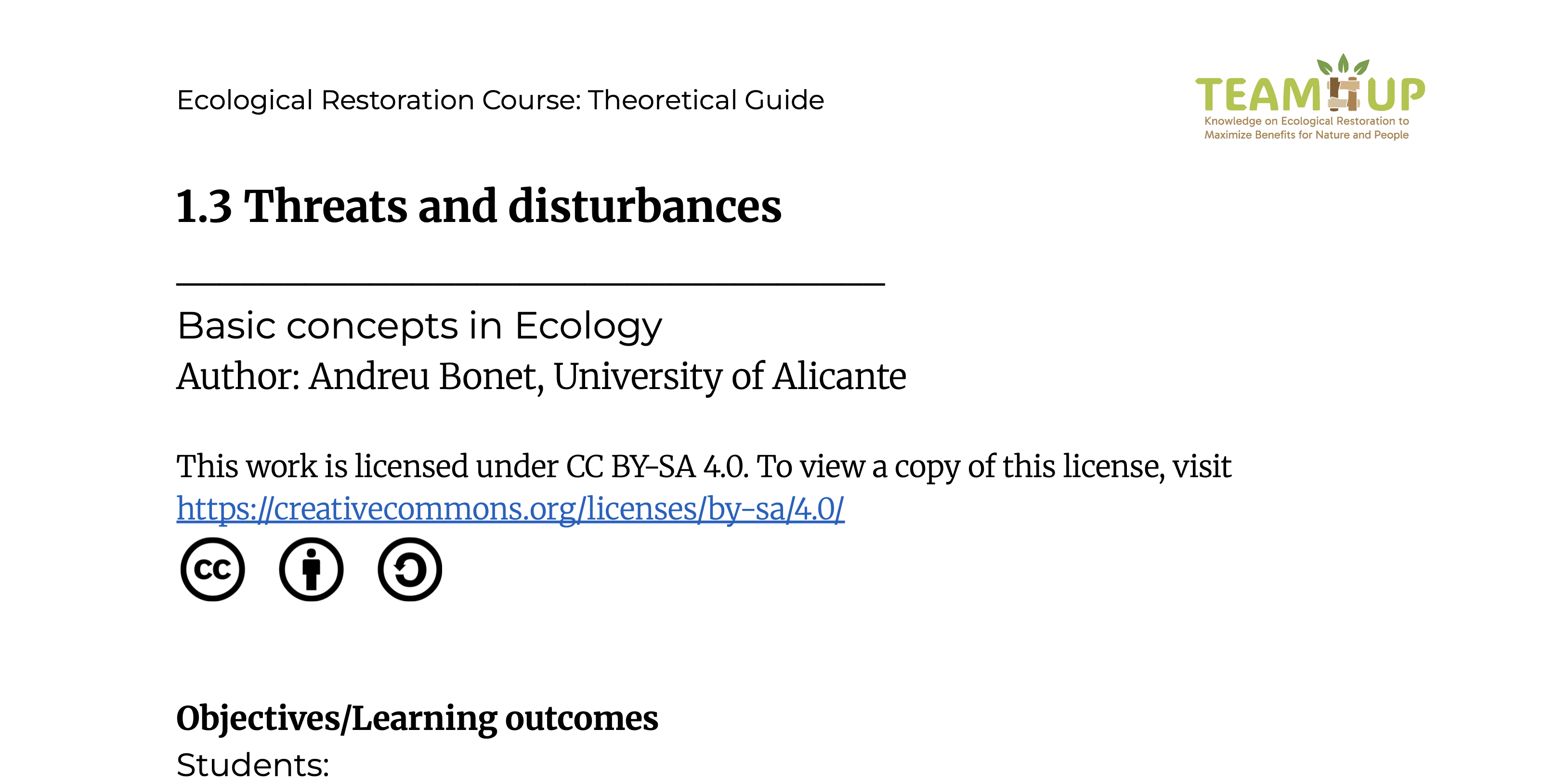 Threats and Disturbances - Theoretical Guide