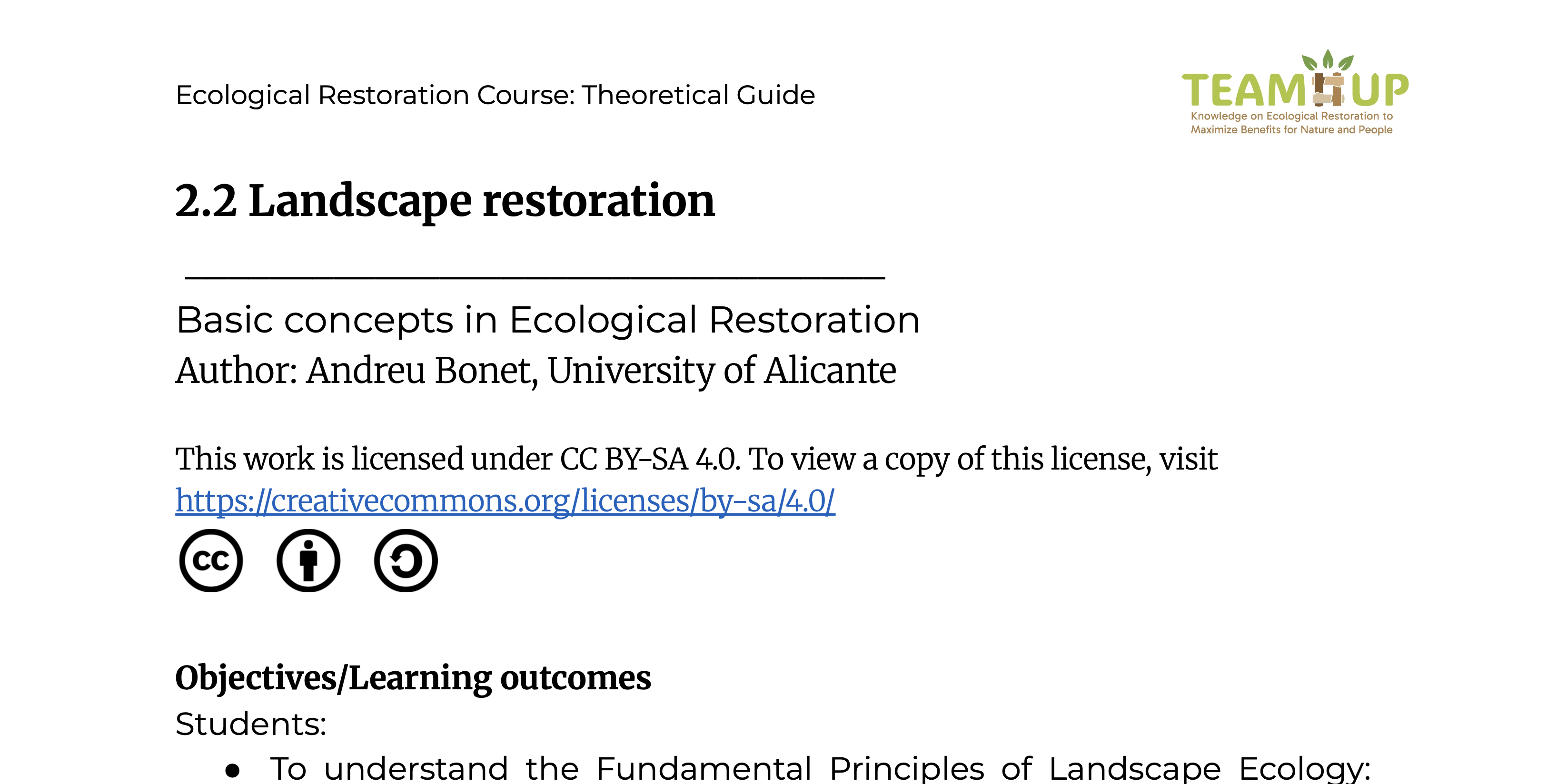 Landscape Restoration - Theoretical Guide