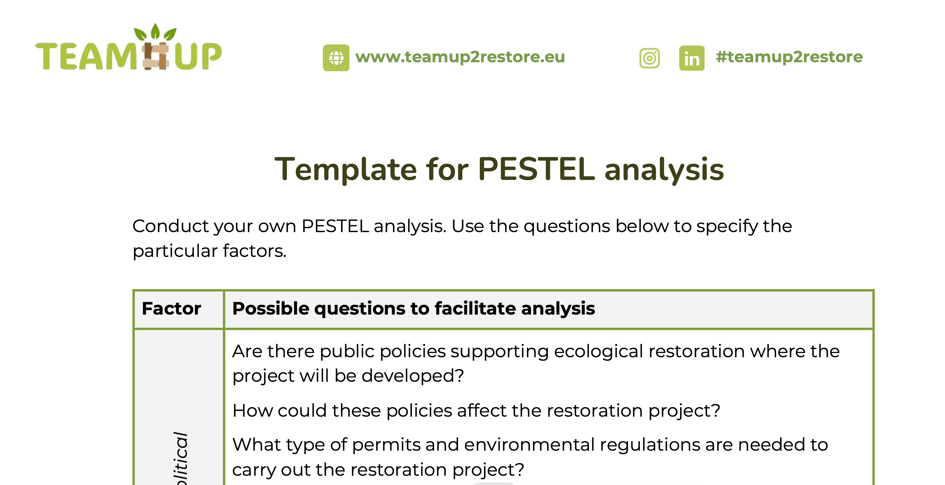 PESTEL Analysis - Template