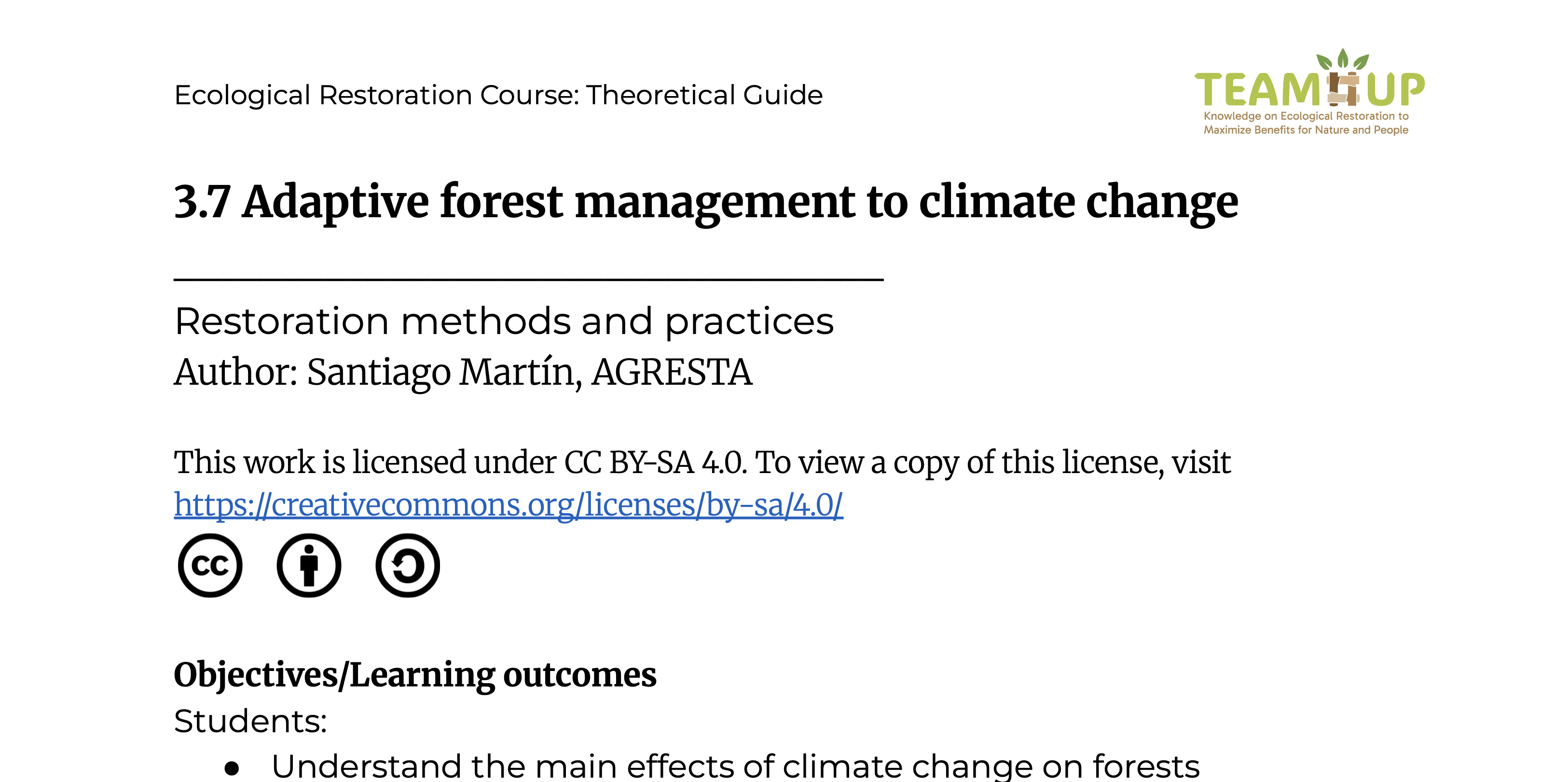 Adaptive Forest Management to Climate Change - Theoretical Guide