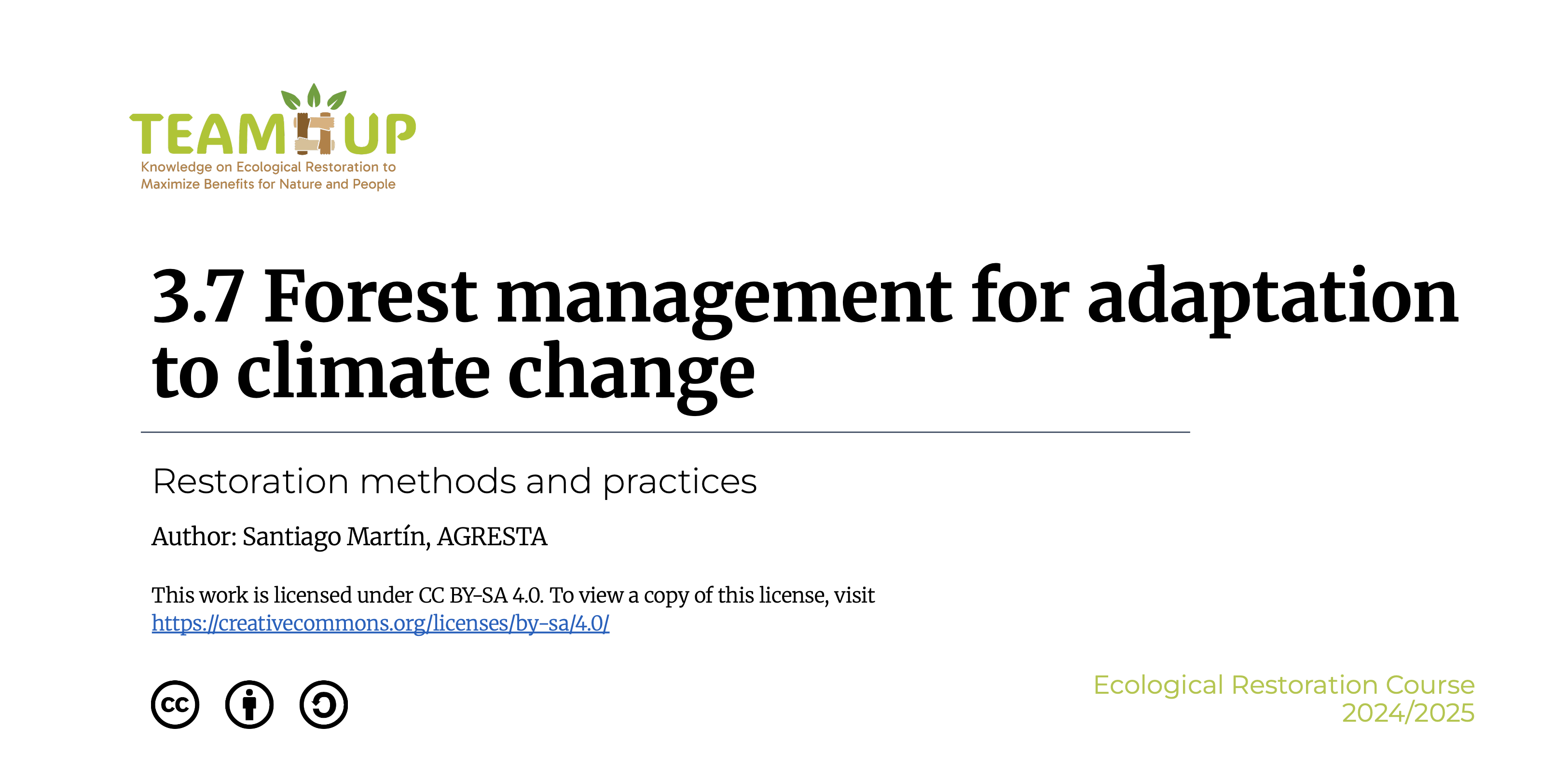Forest Management for Climate Change Adaptation - Presentation
