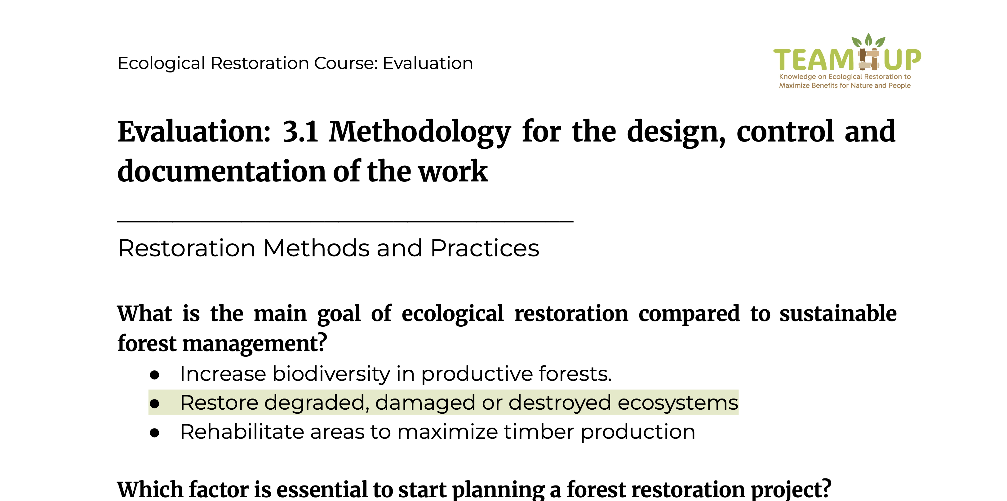 Methodology for Design, Control and Documentation - Evaluation