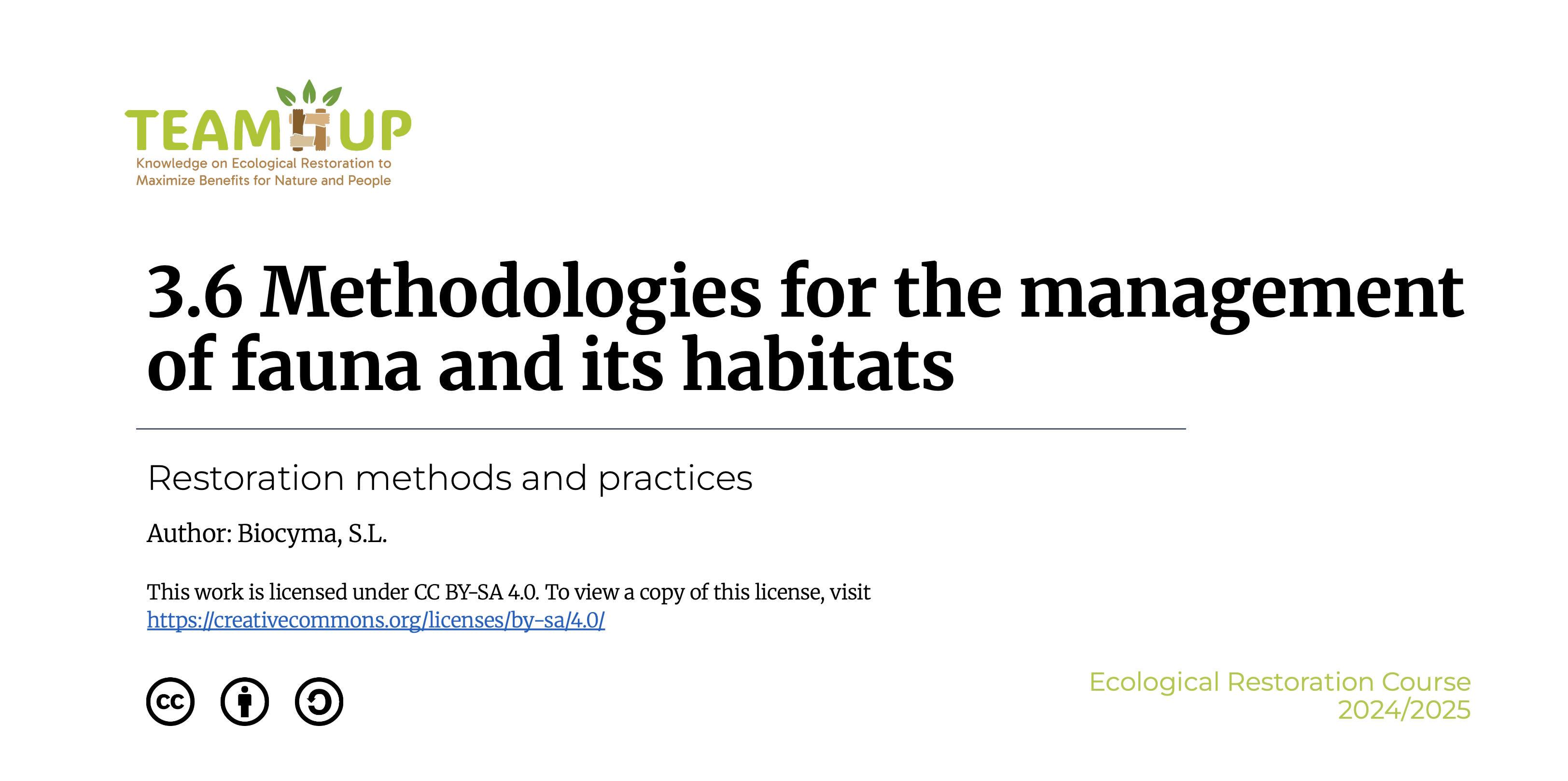 Methodologies for the Management of Flora, Fauna and their Habitats - Presentation