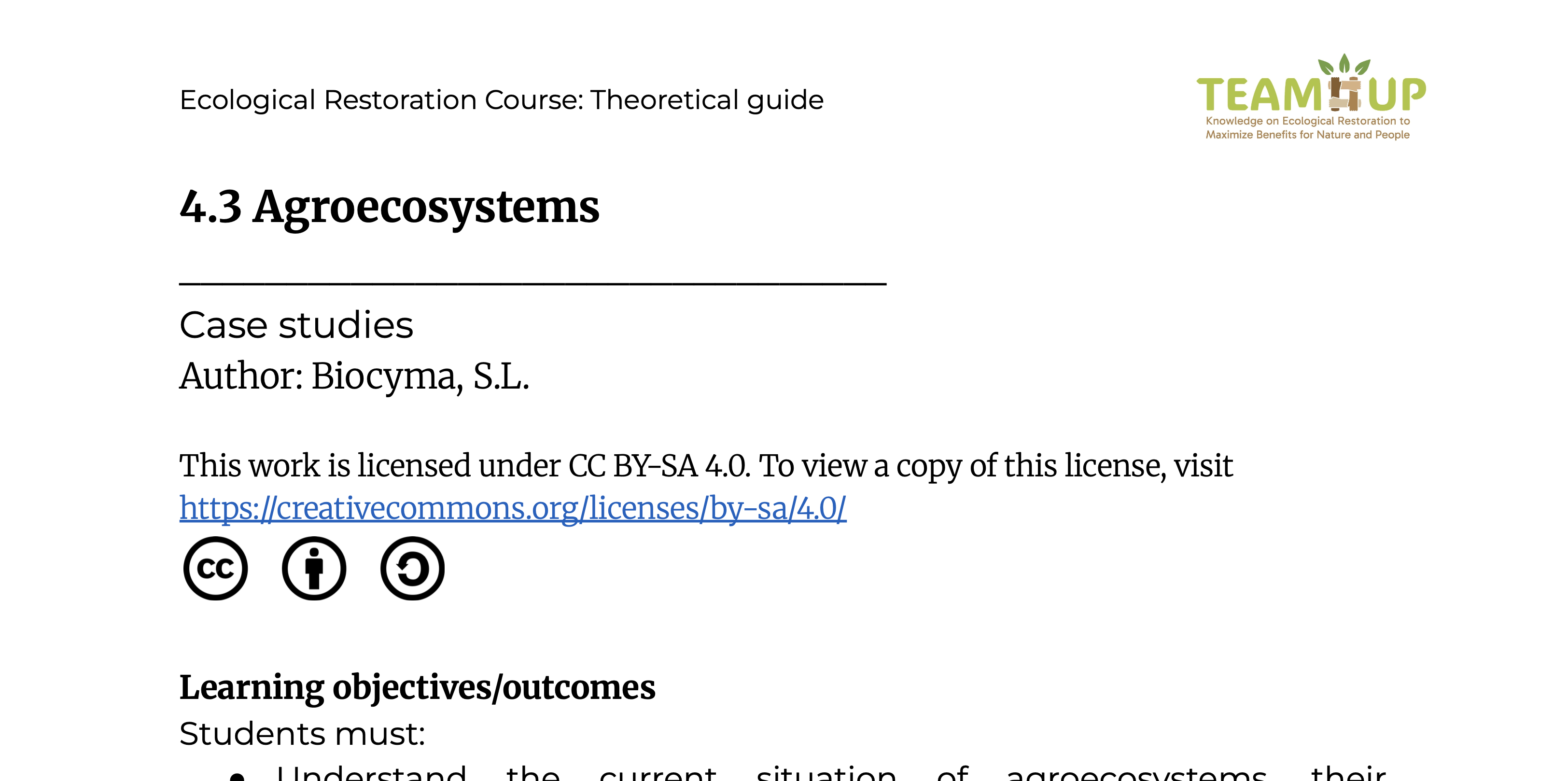 Agroecosystems - Theoretical Guide
