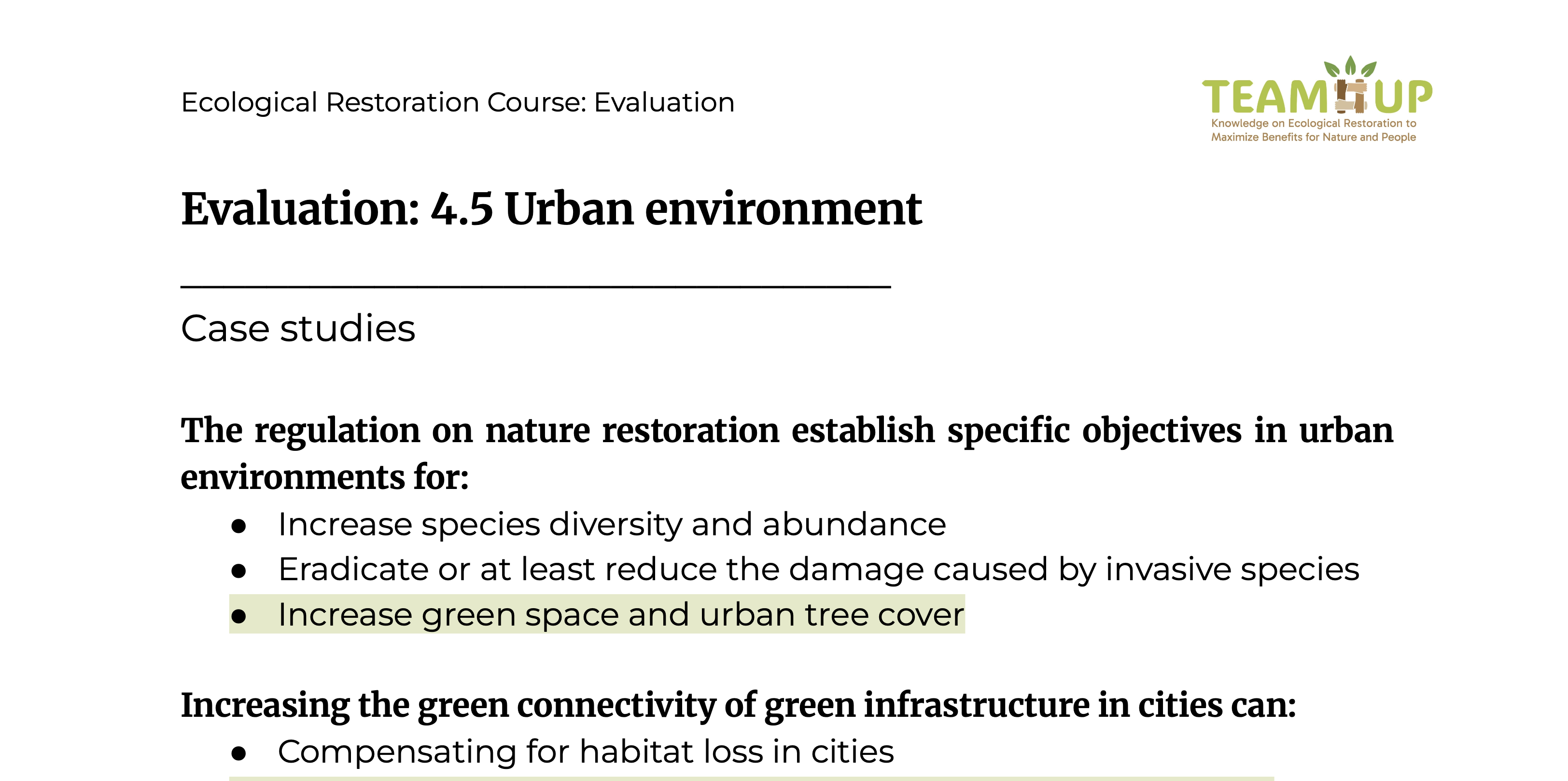 Urban Environments - Evaluation