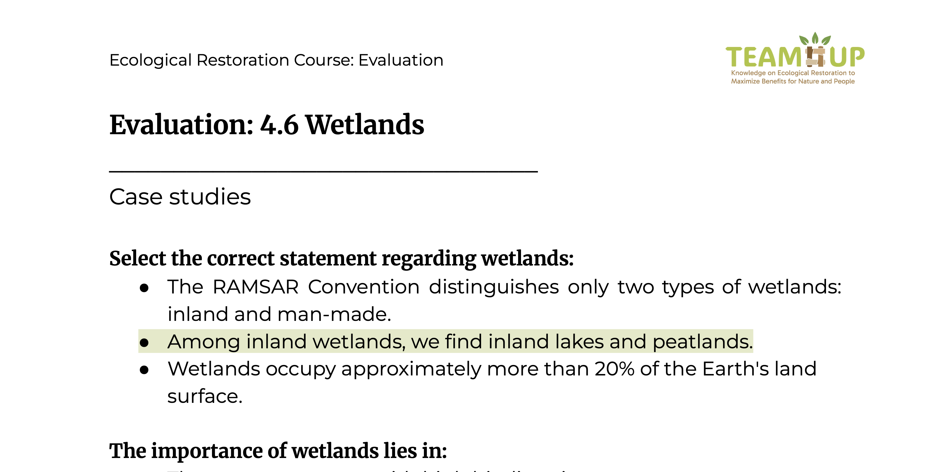 Wetlands - Evaluation