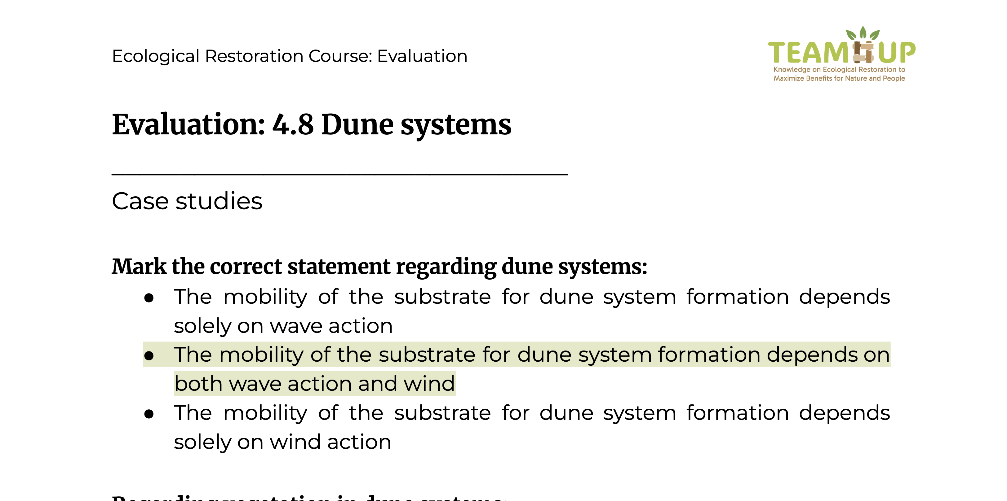 Dune Systems - Evaluation