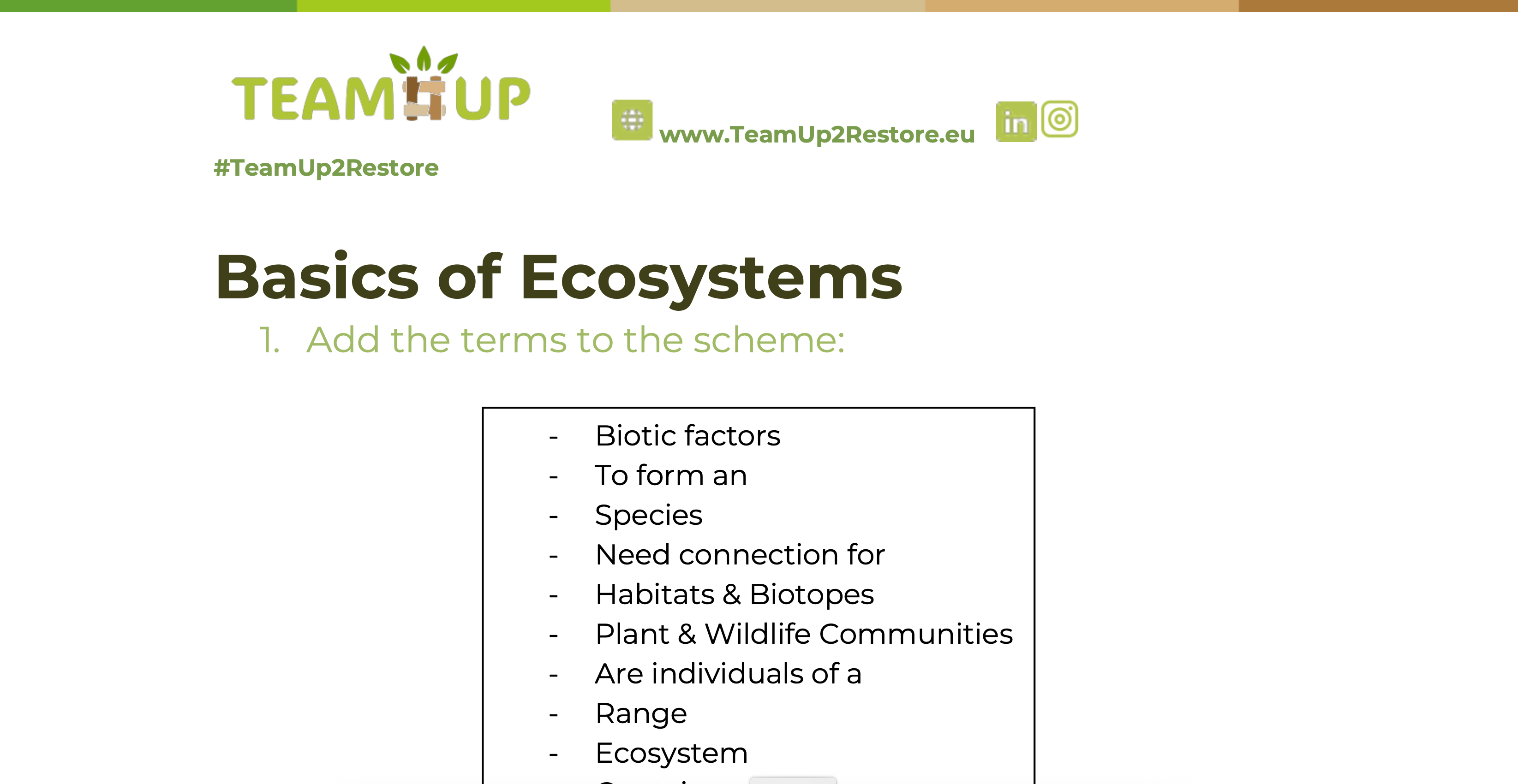 Basics in Ecology - Worksheet (Answers)