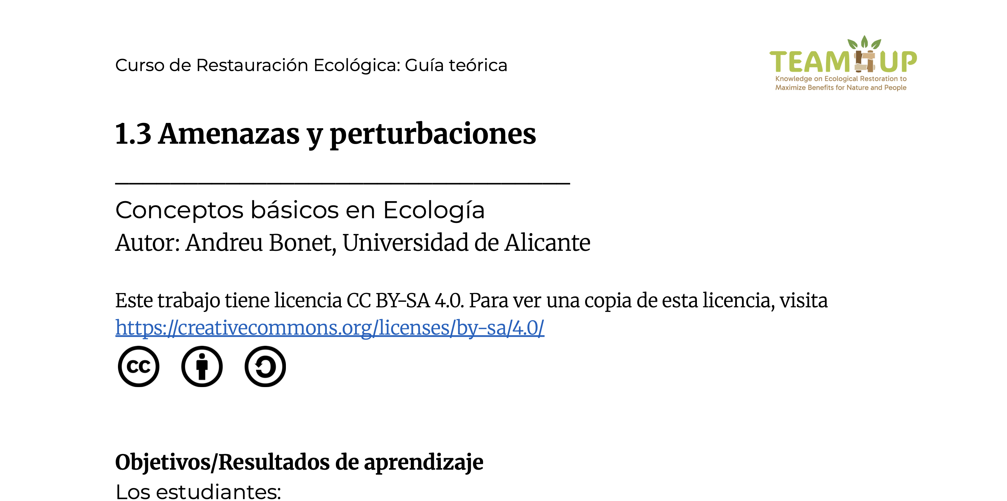 Amenazas y perturbaciones - Guía teórica