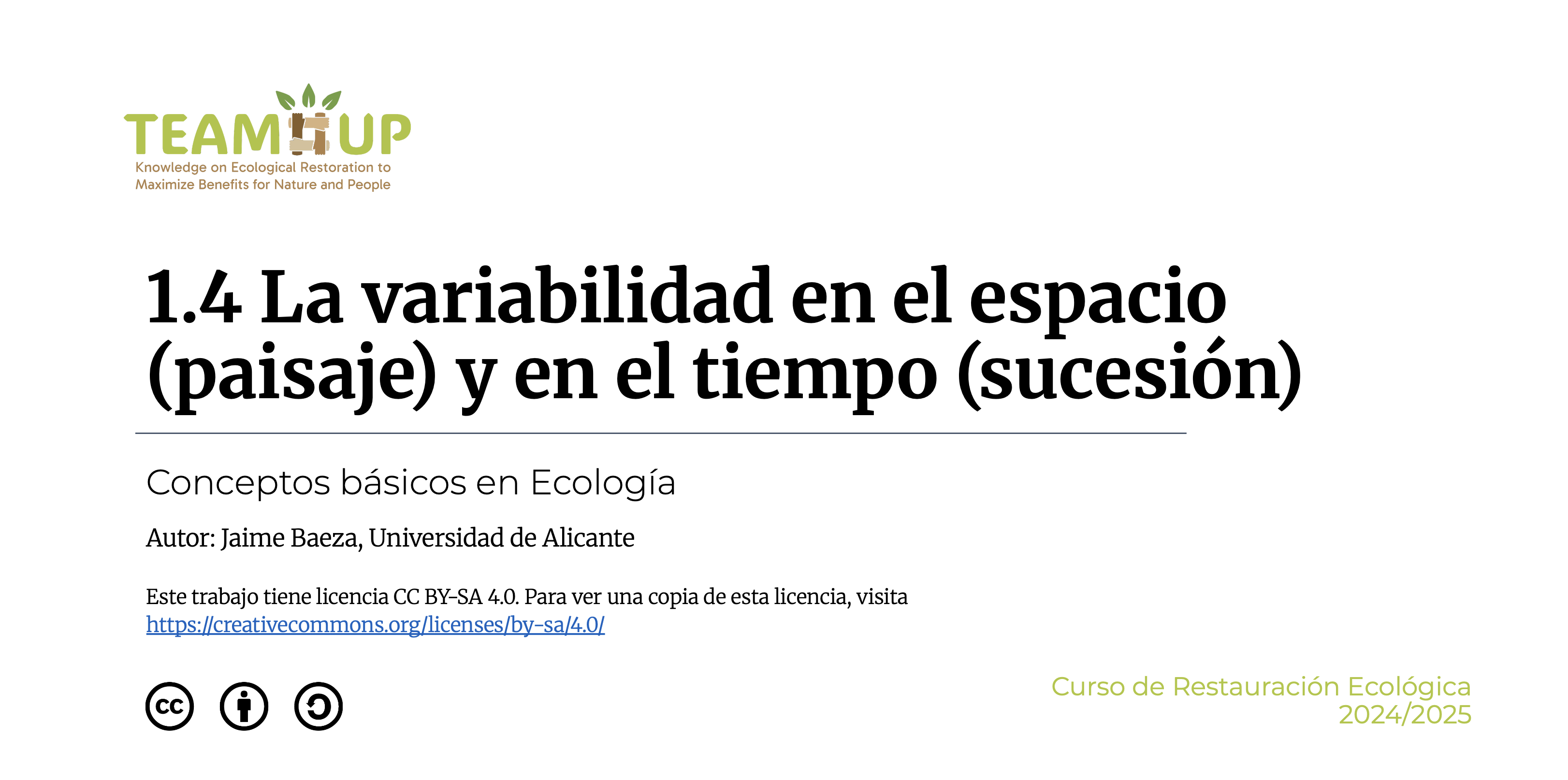 La variabilidad en el espacio (paisaje) y en el tiempo (sucesión) - Presentación.
