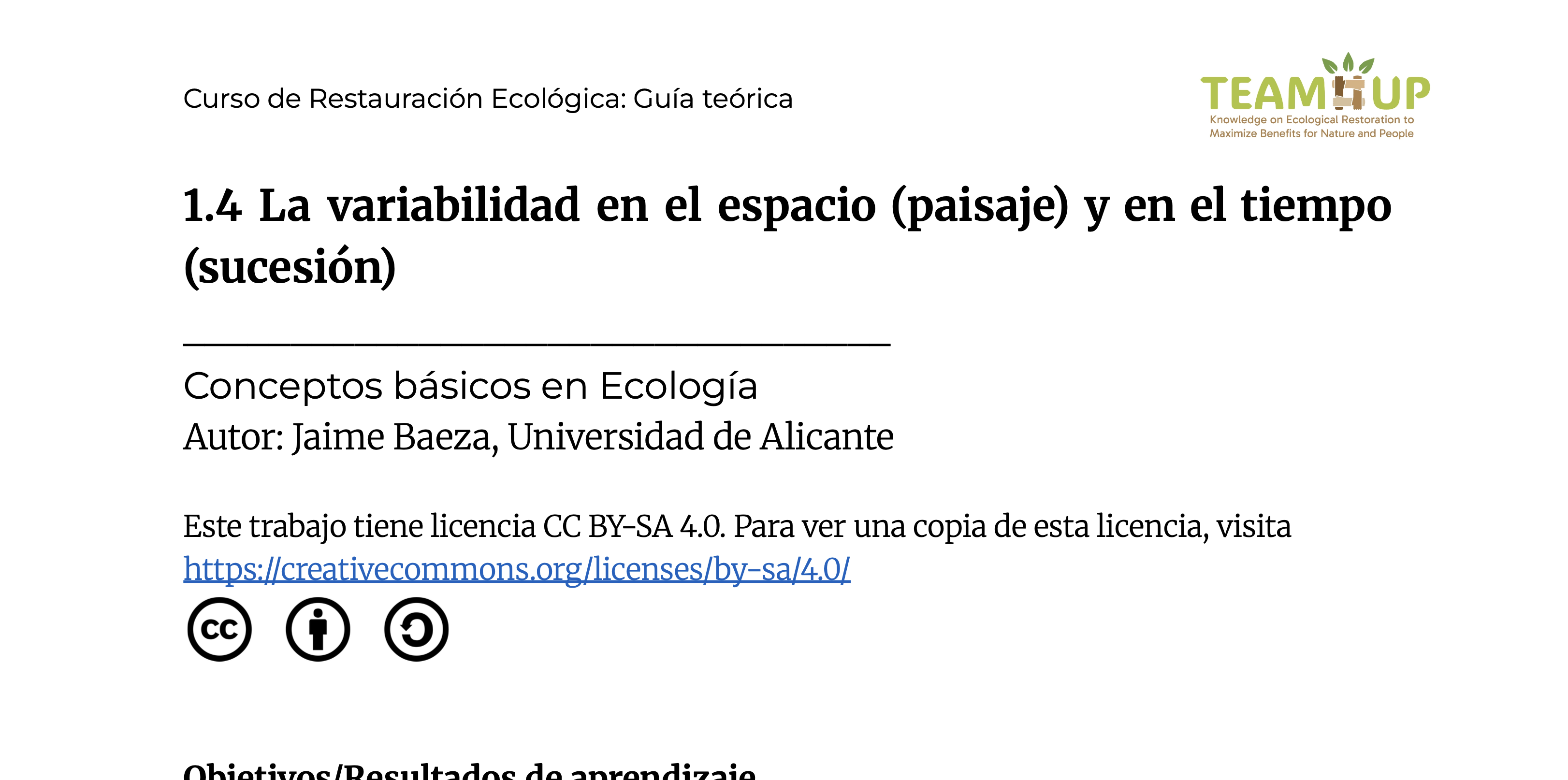 La variabilidad en el espacio (paisaje) y en el tiempo (sucesión) - Guía teórica