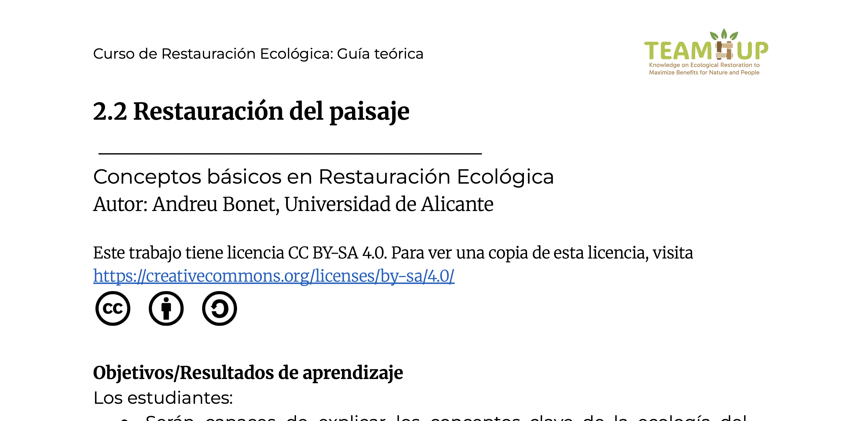 Restauración del paisaje - Guía teórica