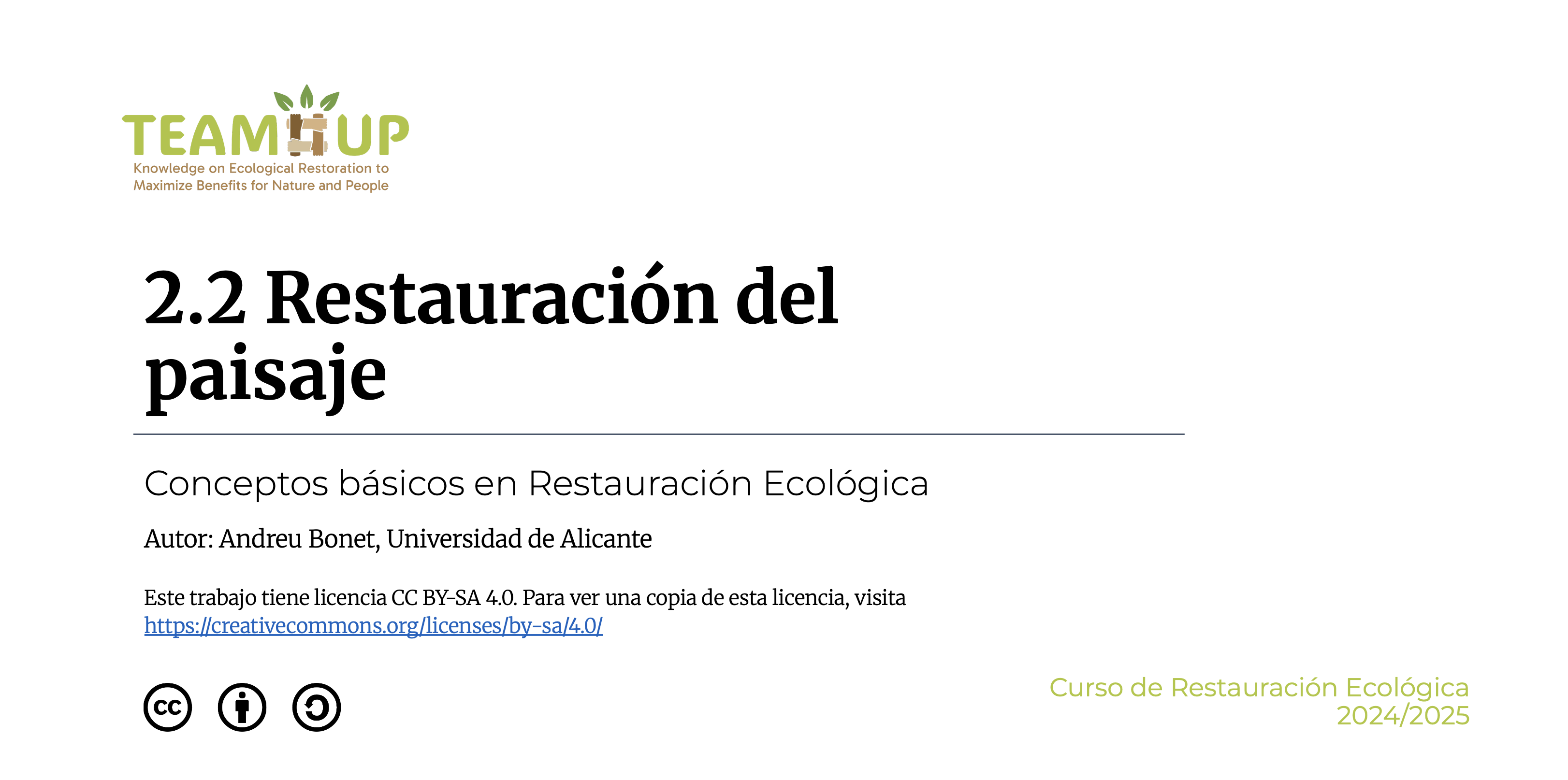 Restauración del paisaje - Presentación