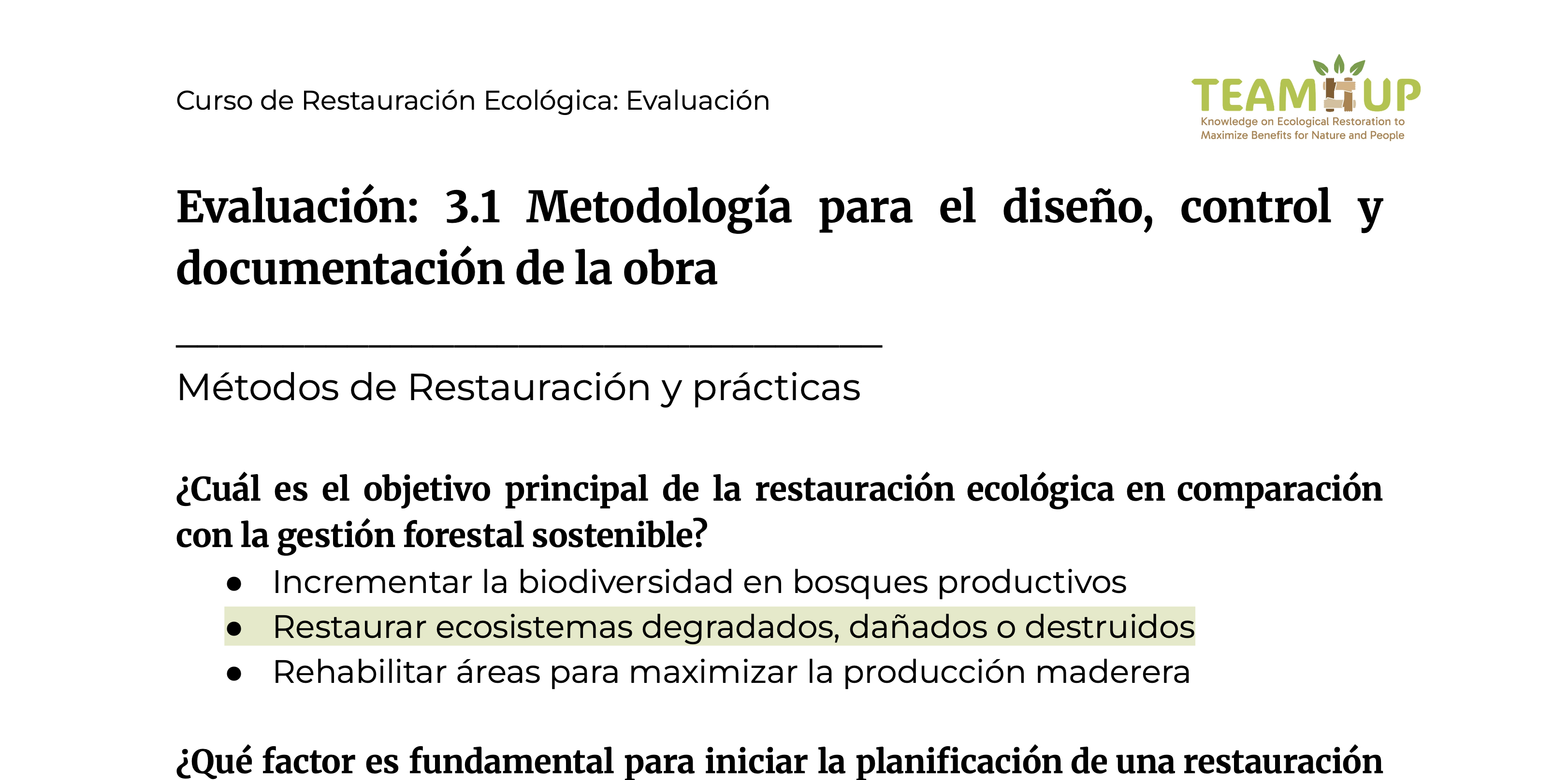 Metodología para el diseño, control y documentación de la obra - Evaluación