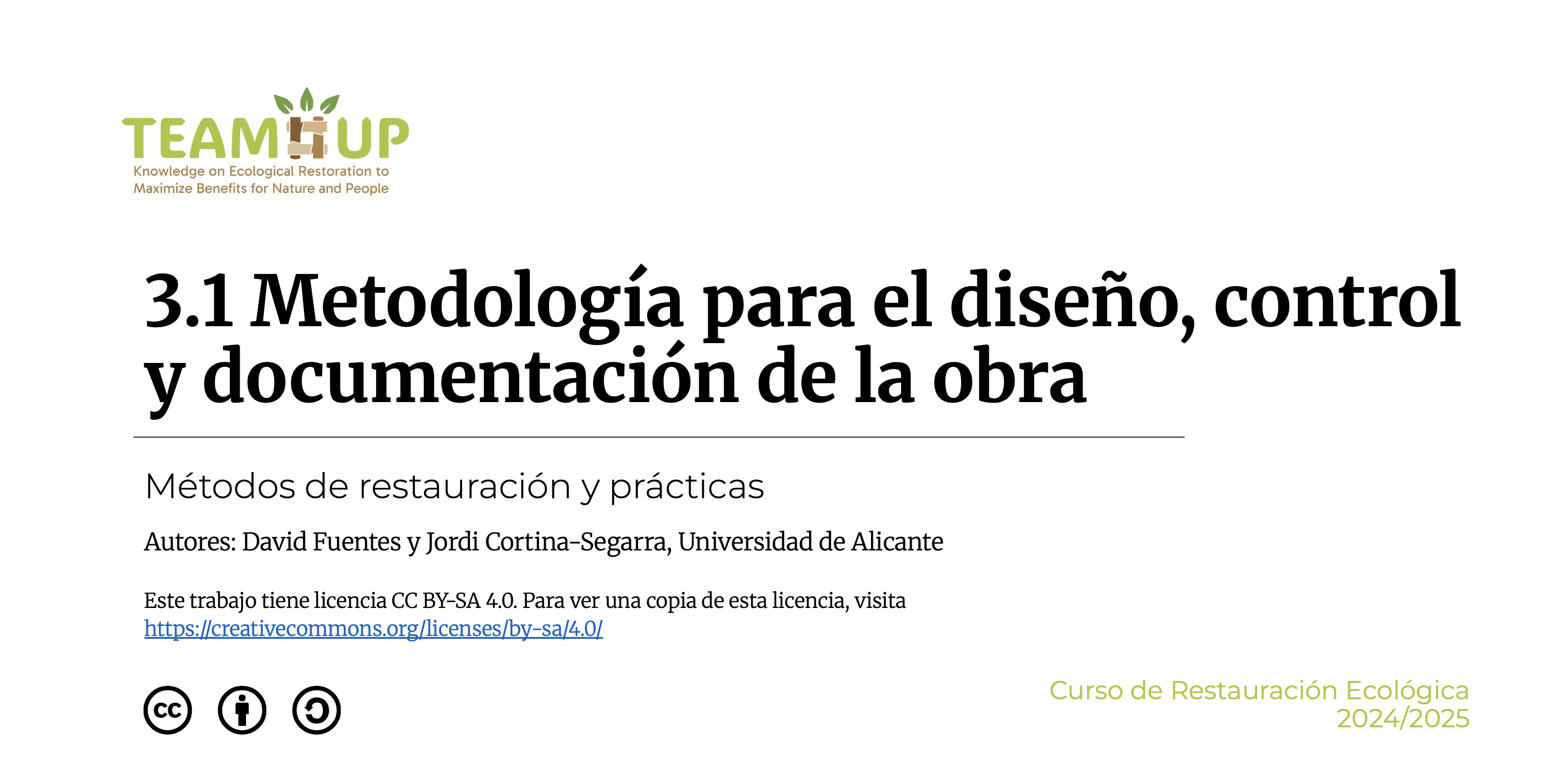 Metodología para el diseño, control y documentación de la obra - Presentación