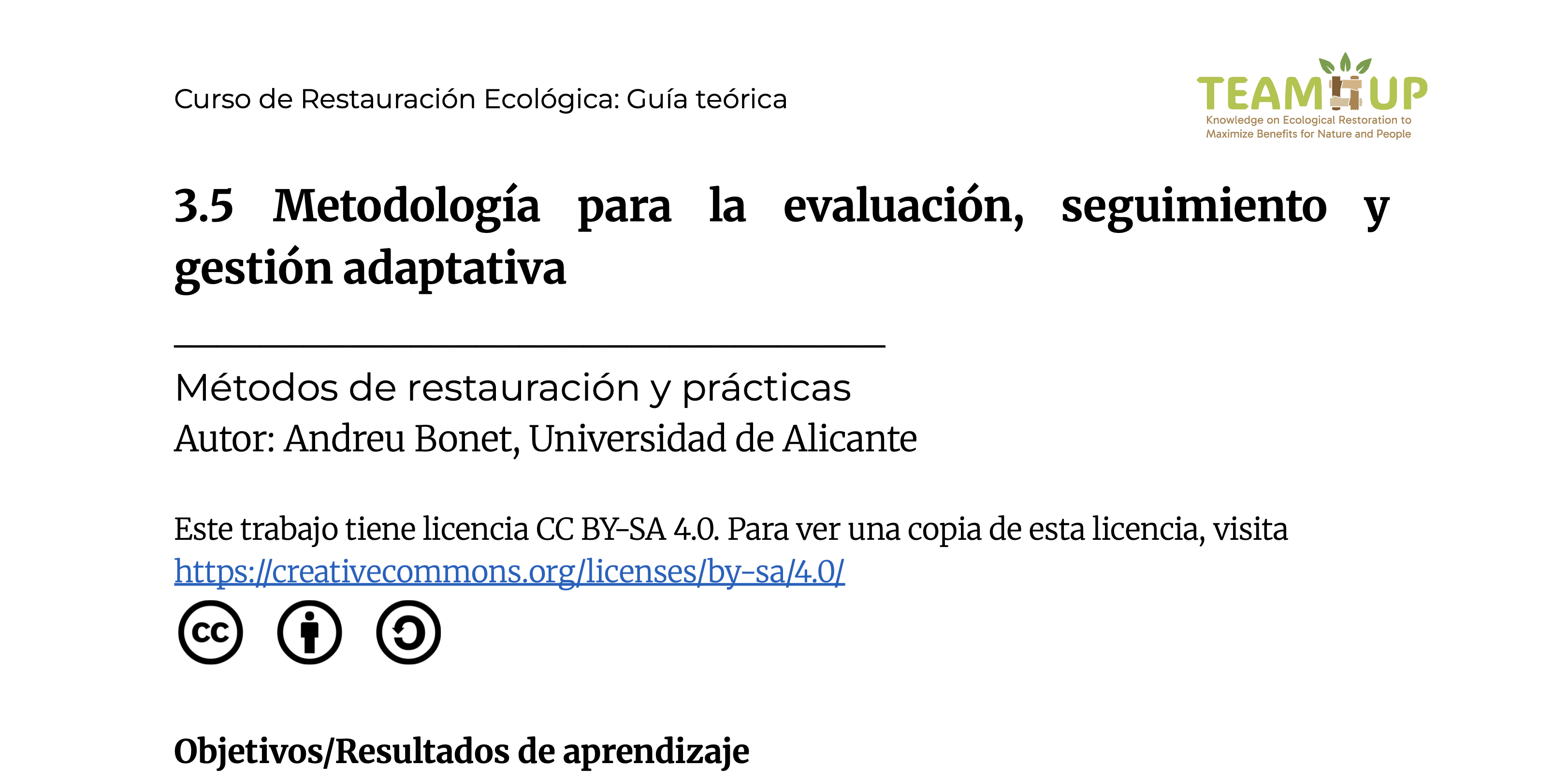 Metodología para la evaluación, seguimiento y gestión adaptativa - Guía teórica