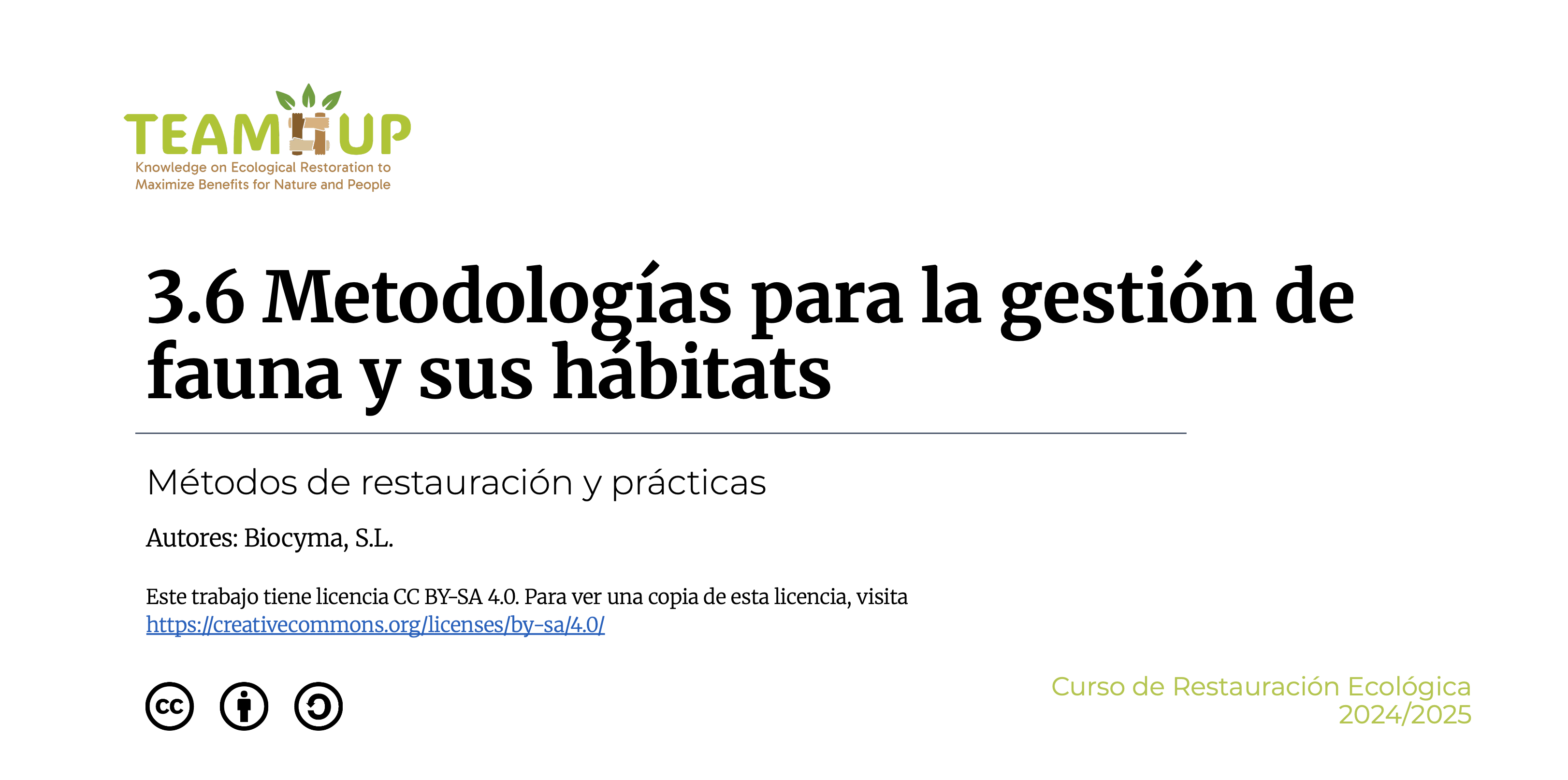 Metodologías para la gestión de fauna y sus hábitats - Presentación