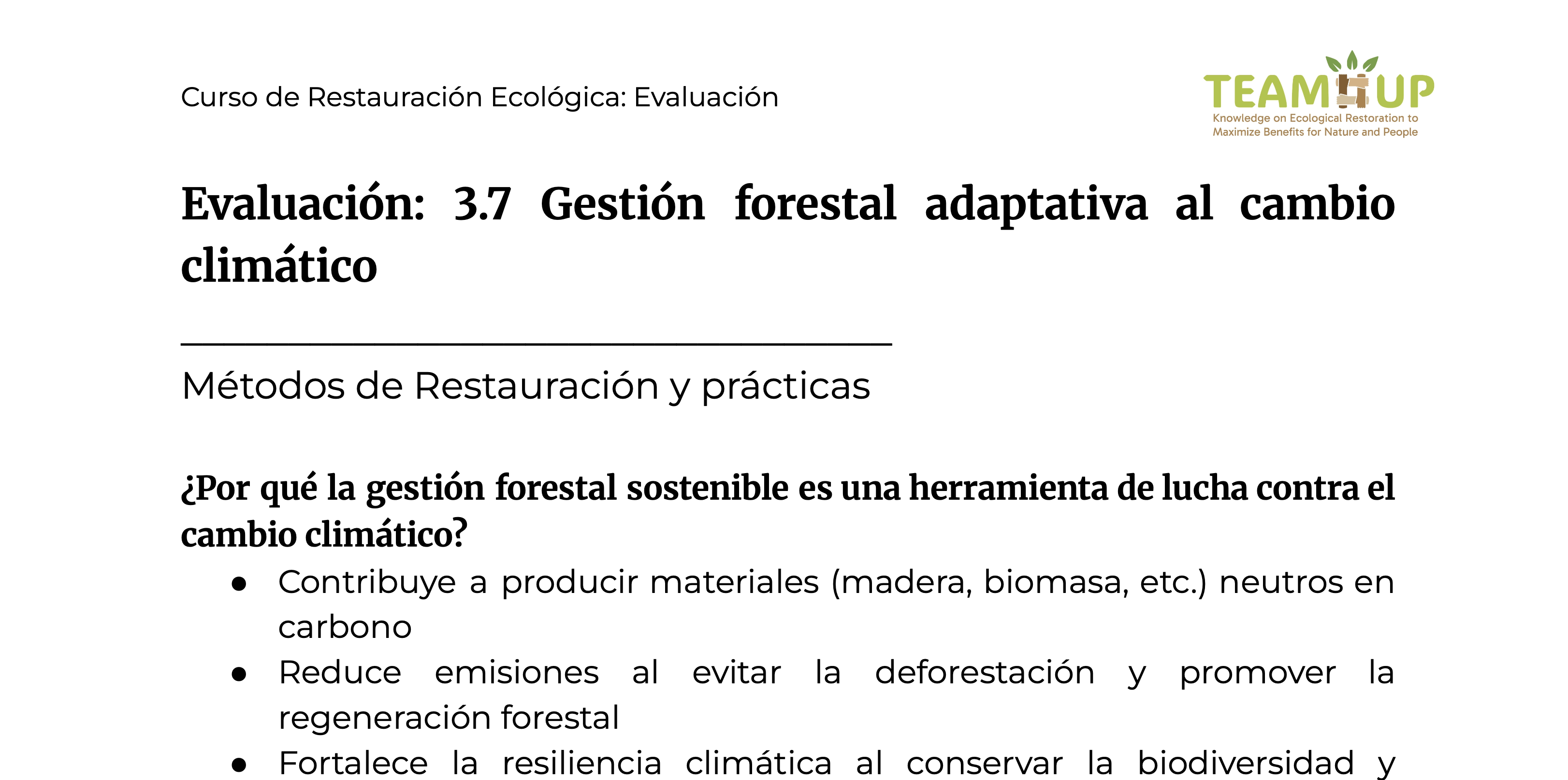 Gestión forestal adaptativa al cambio climático - Evaluación