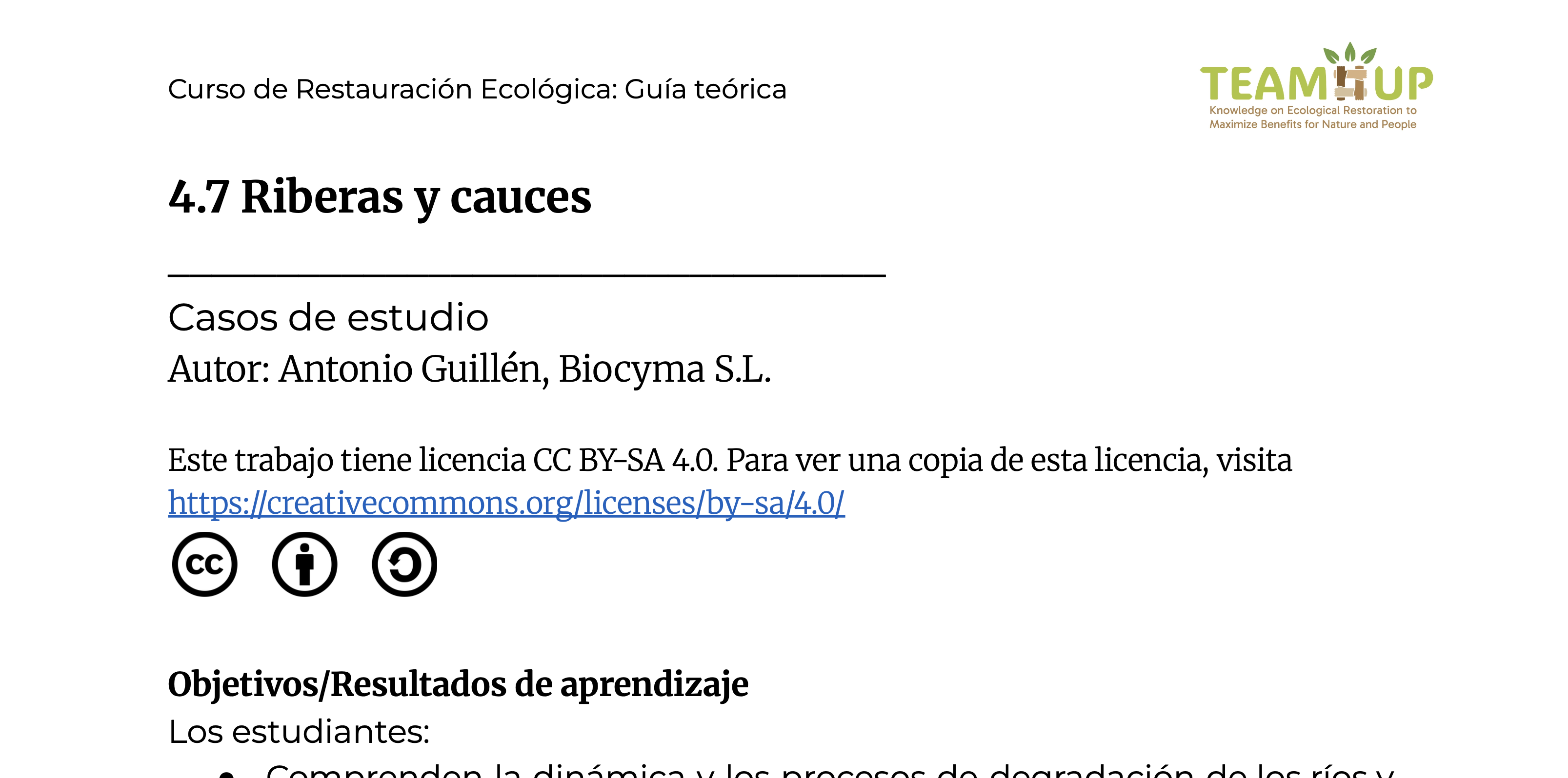 Riberas y cauces - Guía teórica