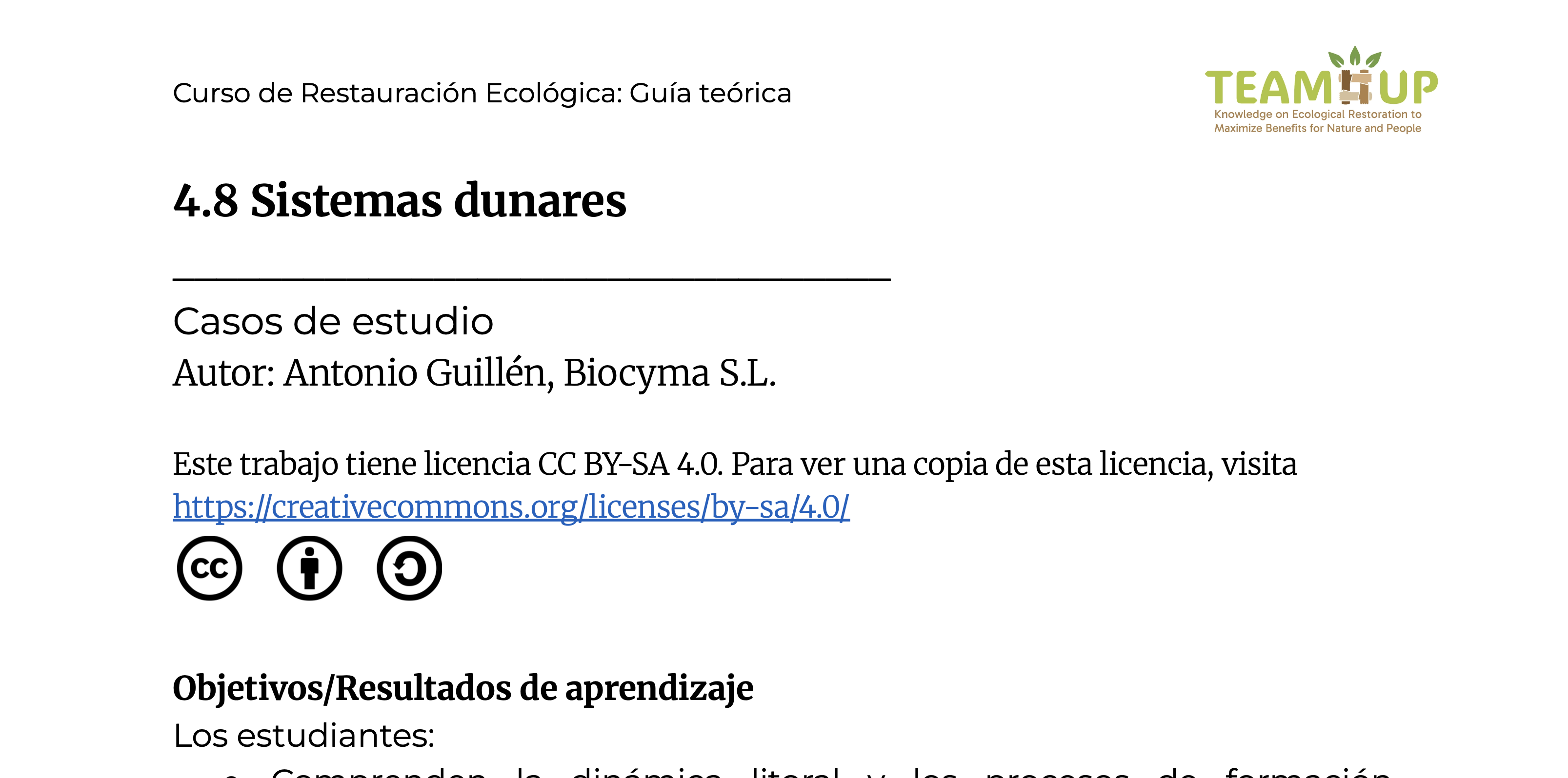 Sistemas dunares - Guía teórica