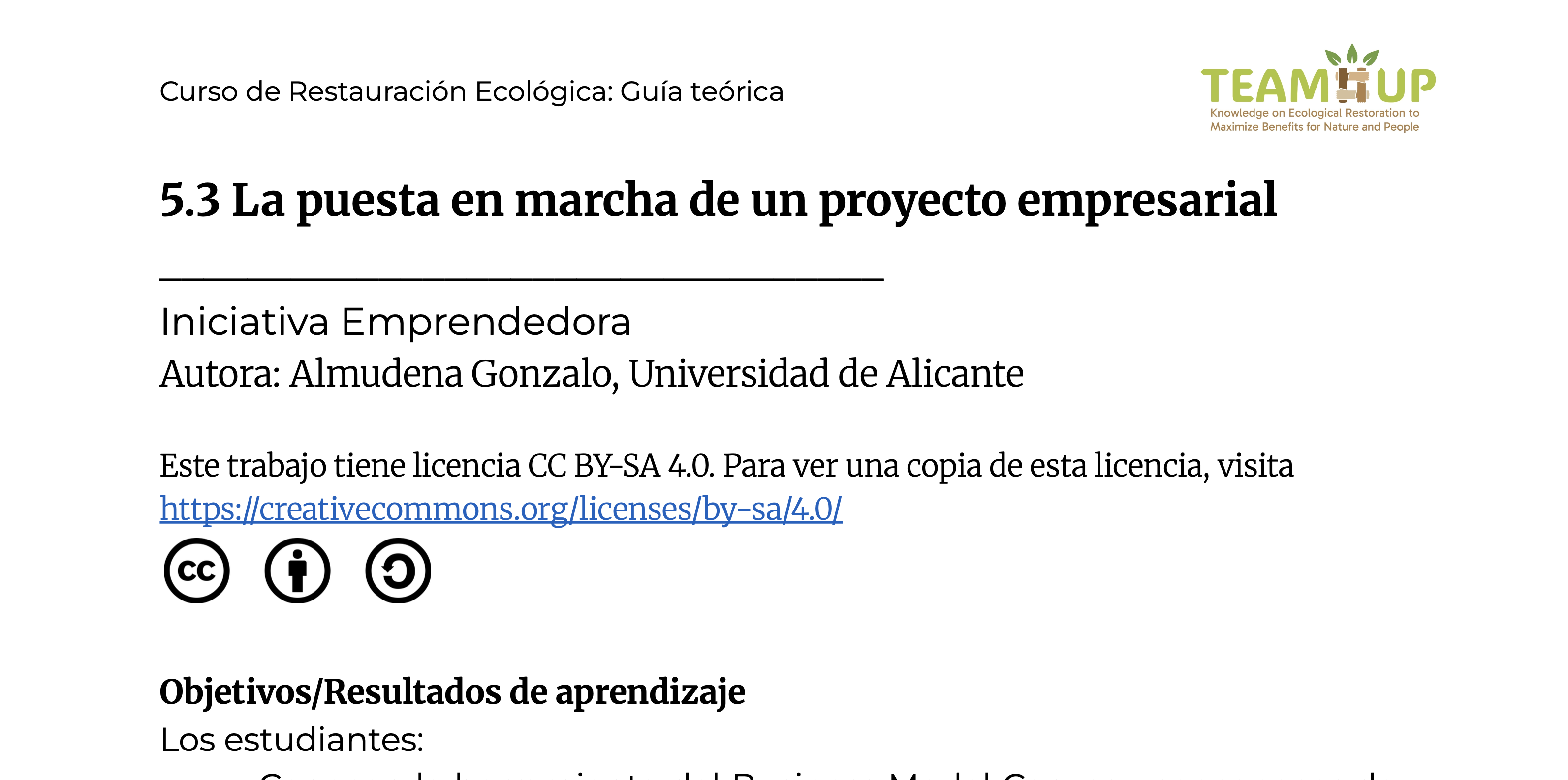 La puesta en marcha de un proyecto empresarial - Contenido teórico