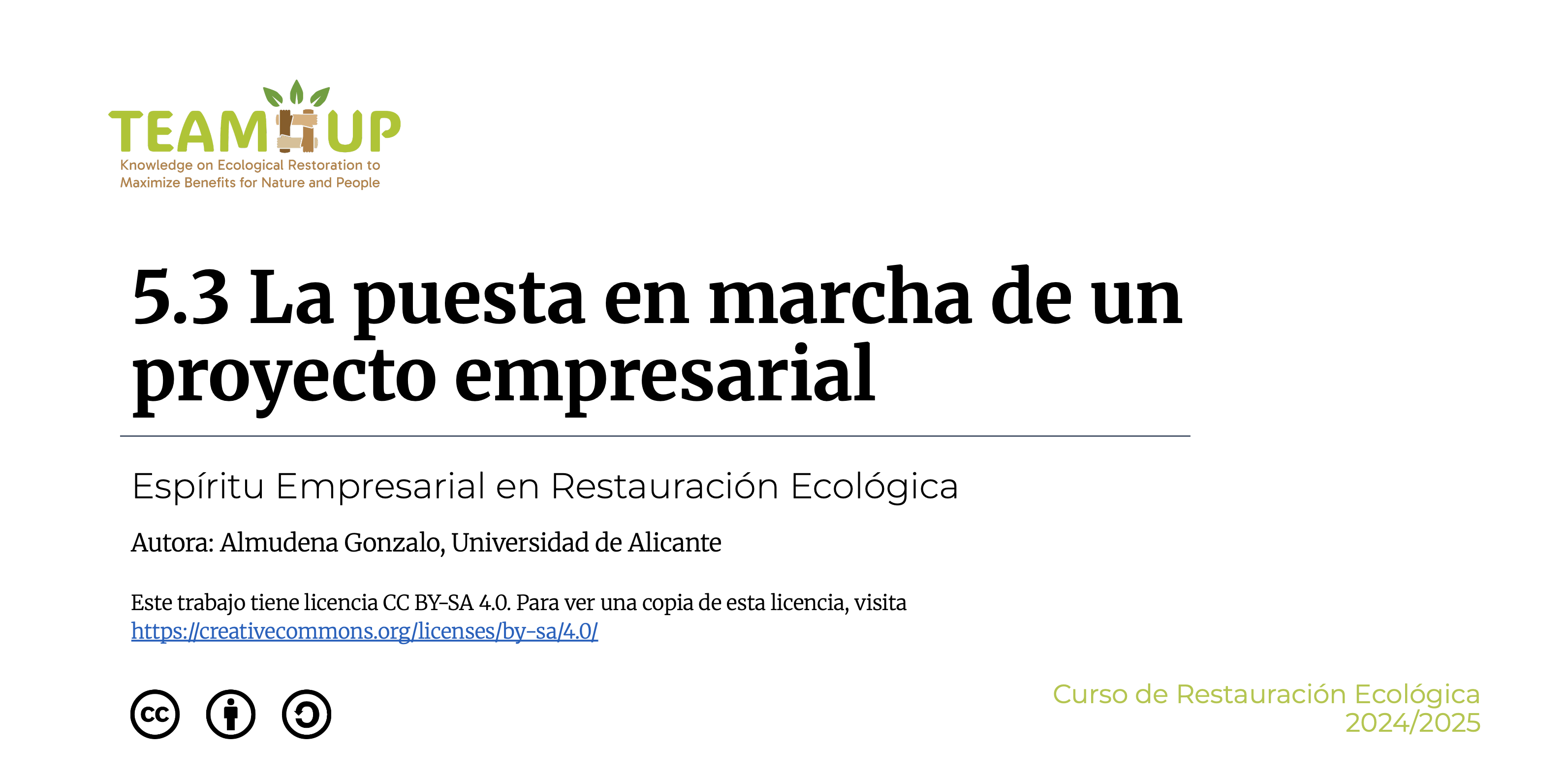 La puesta en marcha de un proyecto empresarial - Presentación