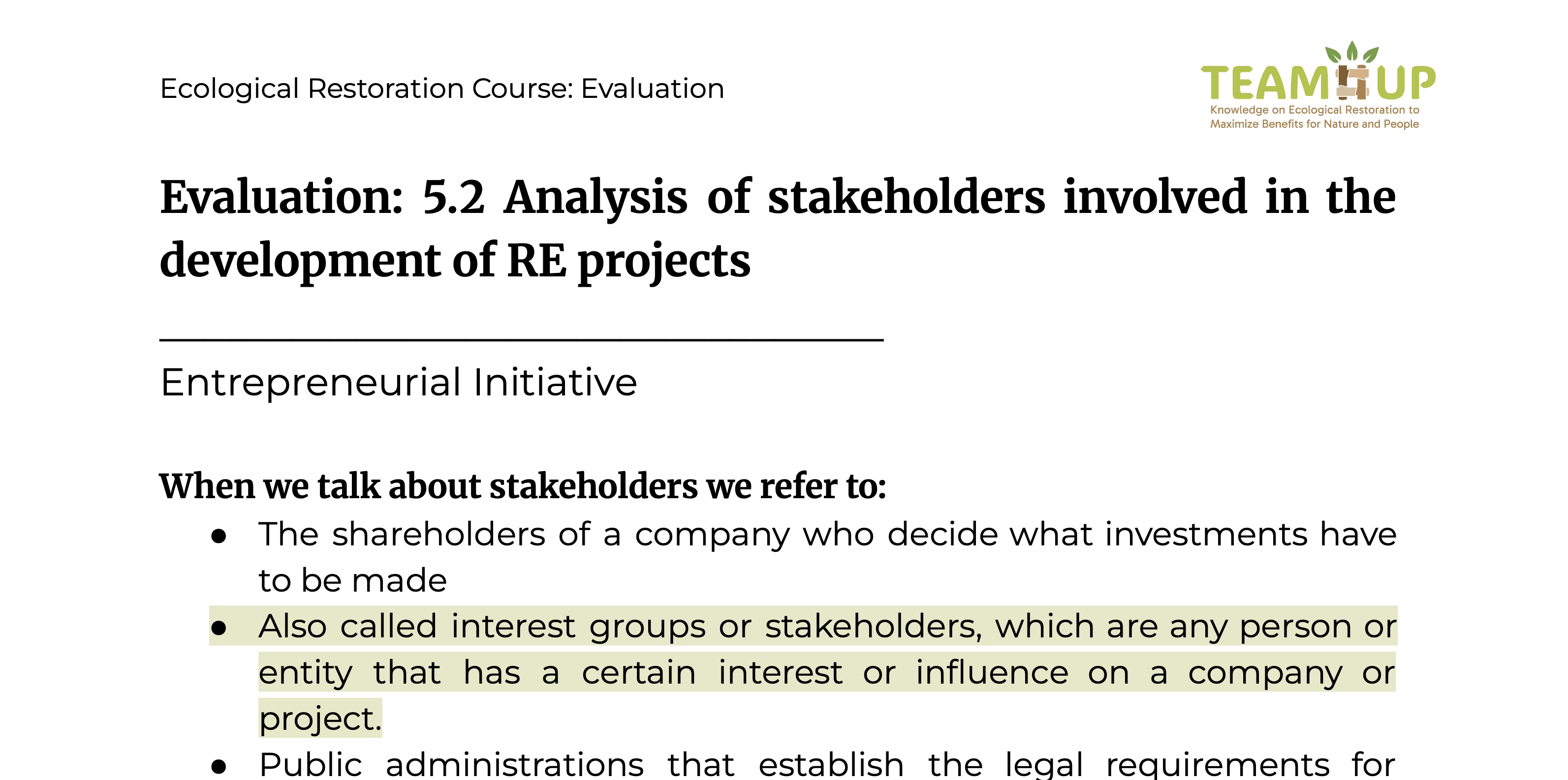 Stakeholder Analysis in RE Project Development - Evaluation