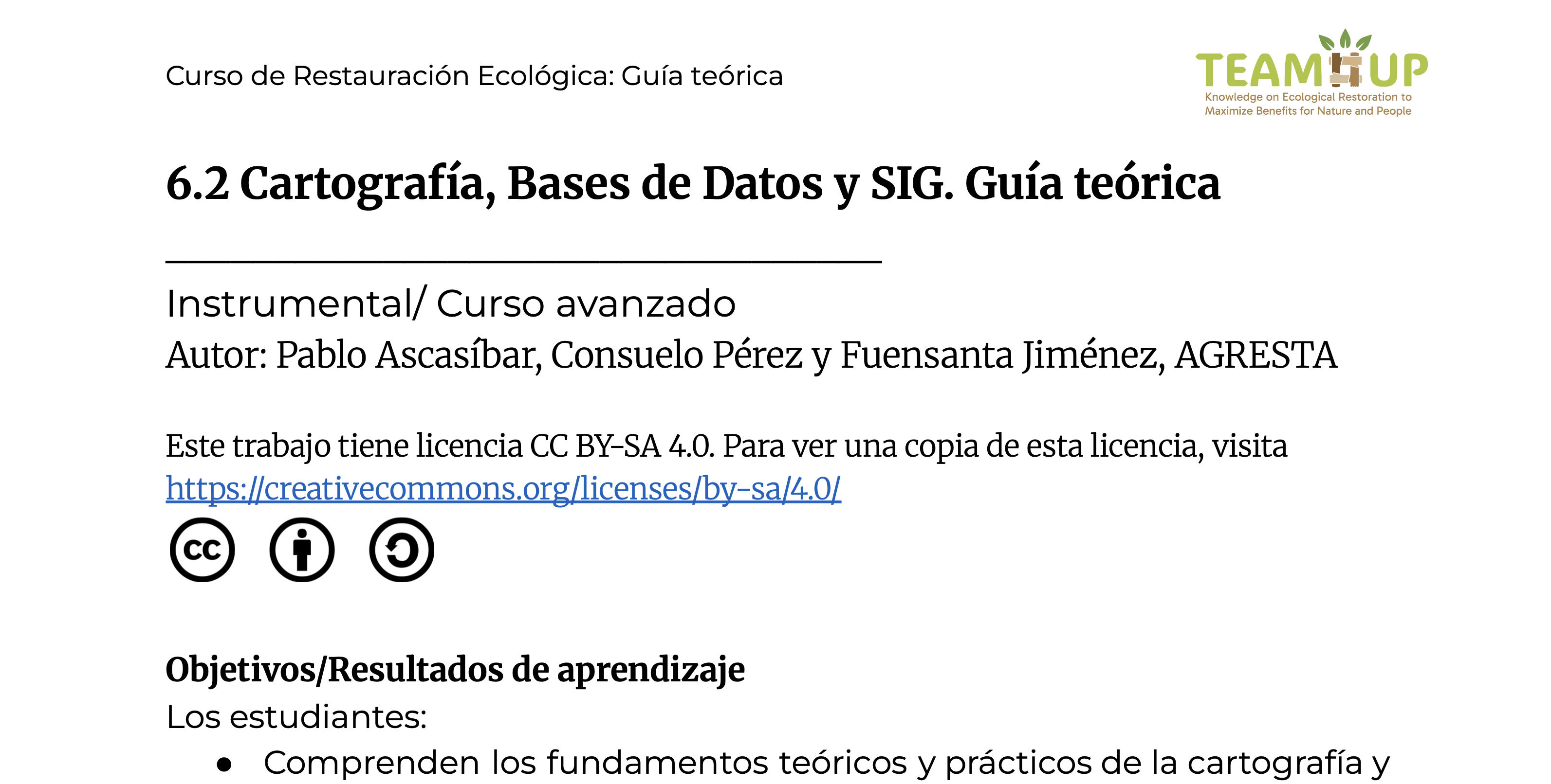 Cartografía, Bases de Datos y SIG - Guía teórica