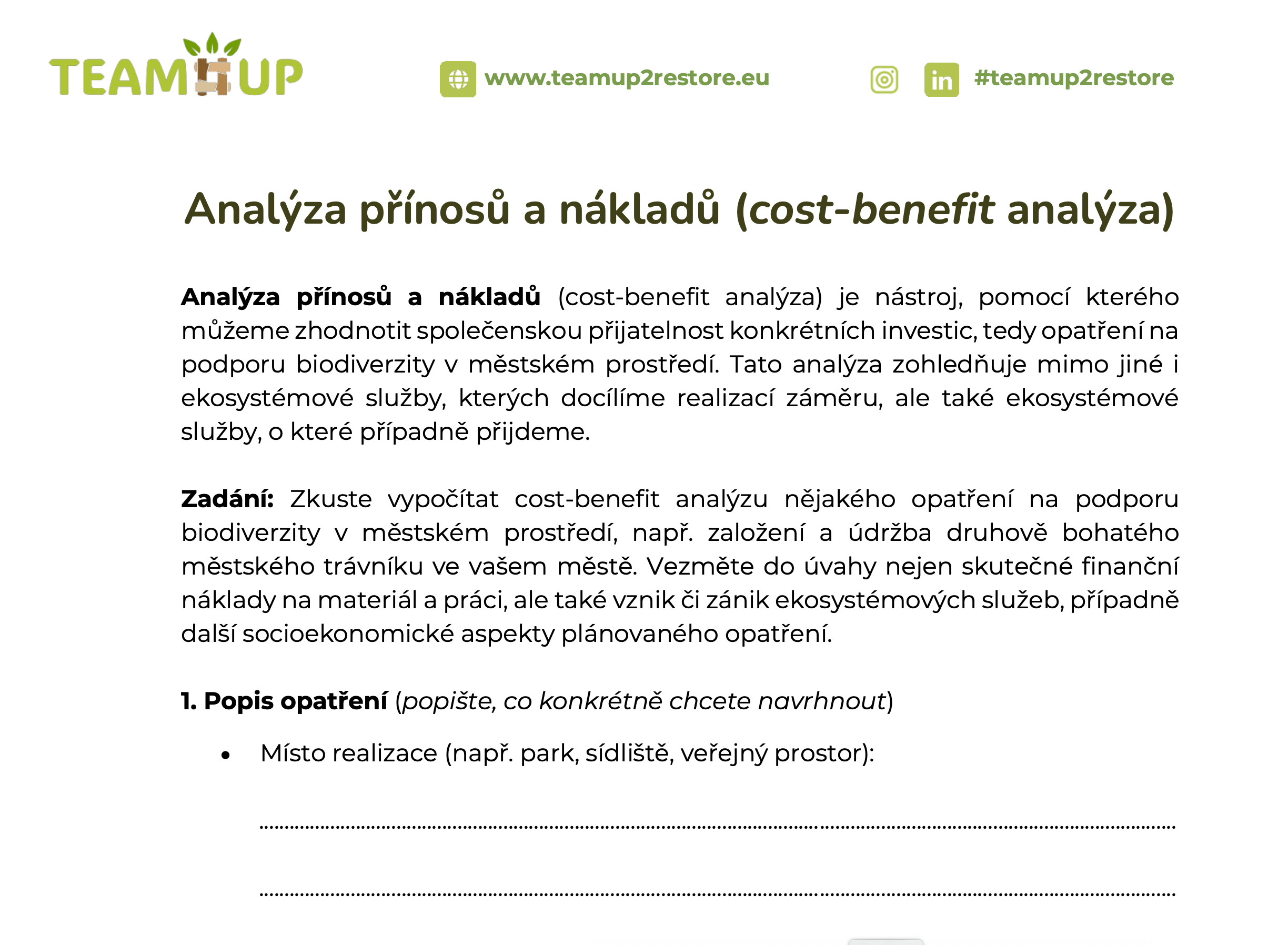 Pracovní list pro cost-benefit analýzu