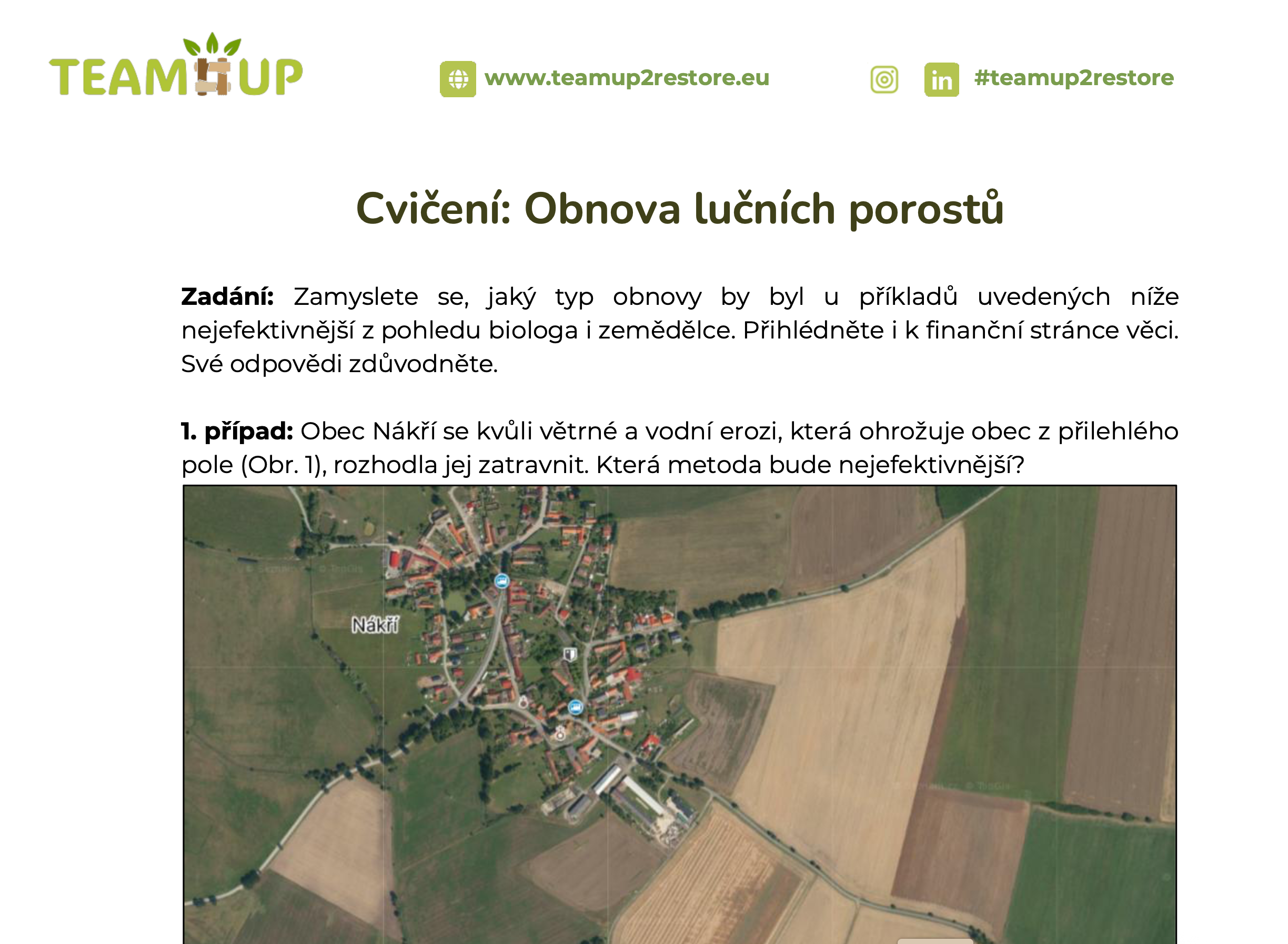 Pracovní list pro cvičení: Obnova lučních porostů