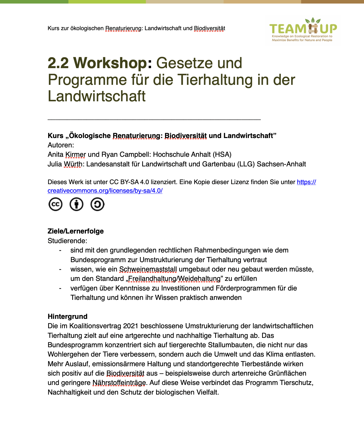 Workshop zu Landwirtschaft un Biodiversität (Viehzucht)