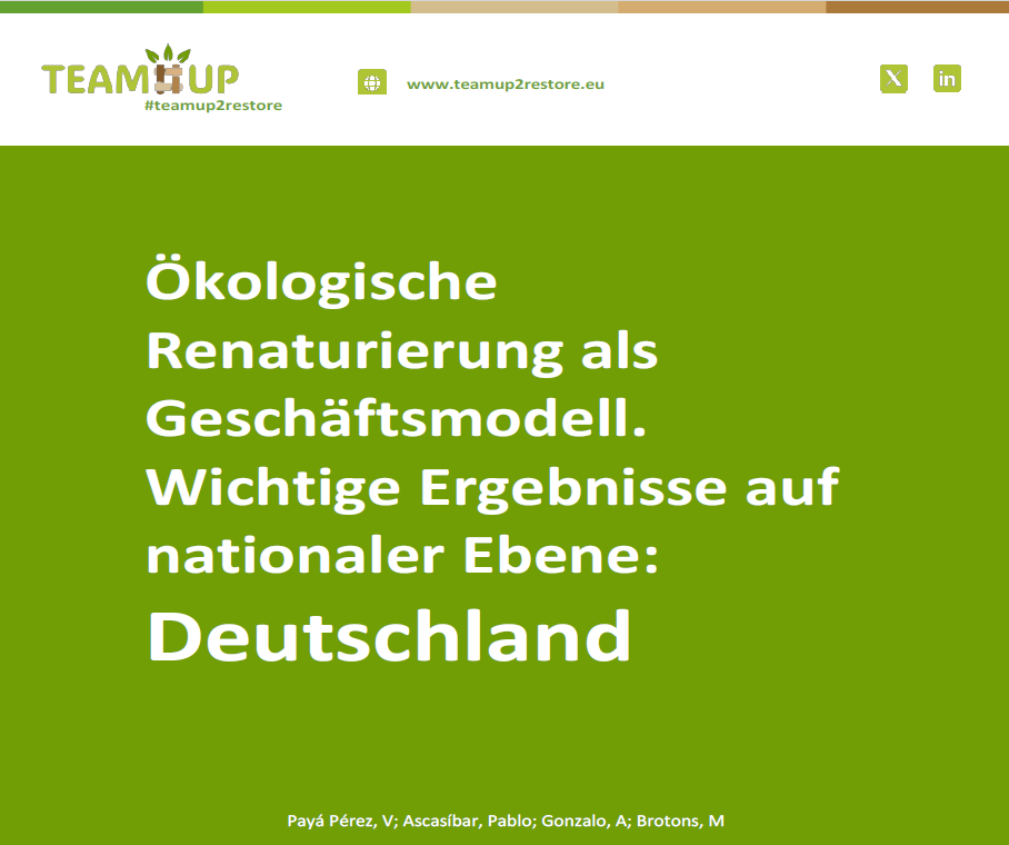 Ökologische  Renaturierung als  Geschäftsmodell. Wichtige Ergebnisse auf  nationaler Ebene: Deutschland